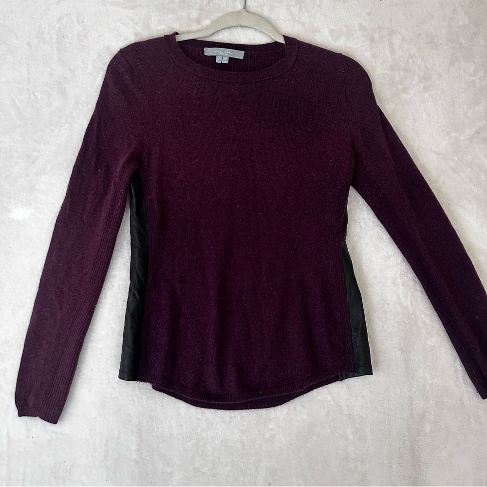 Sea Bleu Cashmere & Leather Crewneck Deep Purple Women's size Small